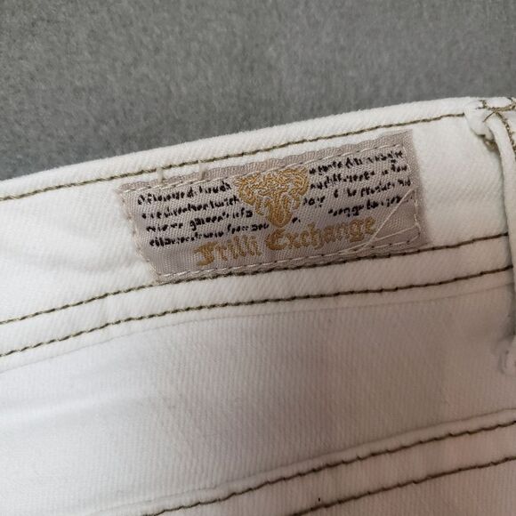 Frilli exchange White jeans / Crop / Capri With Embroidery Sz 13/14 - Picture 9 of 16